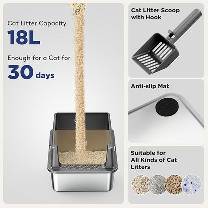 FURTIME 2 Pack Stainless Steel Cat Litter Box - Image 8