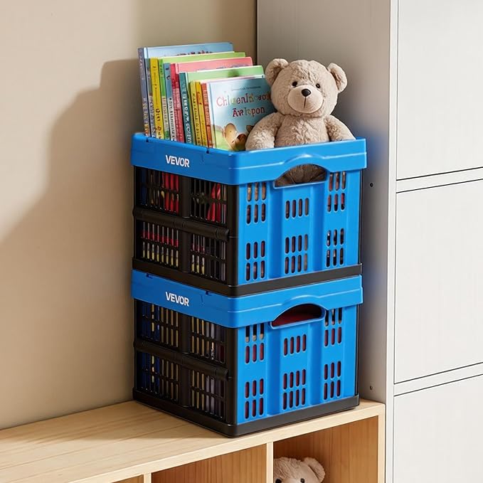 VEVOR Plastic Collapsible Storage Bins, 25L 3 Packs, Stackable Folding Storage - Image 8
