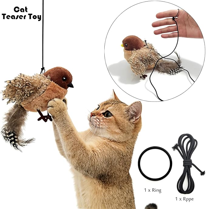 Tipmant Realistic Electric Birds Cat Teaser Interactive Toy Kitten Kitty - Image 3