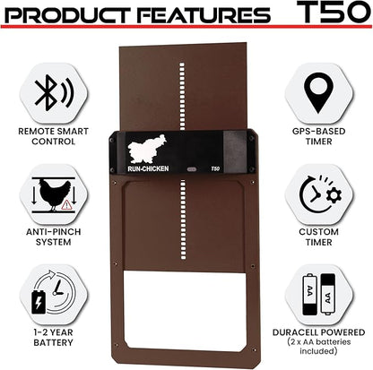 RUN-CHICKEN Door T50 – Automatic Chicken Coop Door Opener, Battery Powered & - Image 6