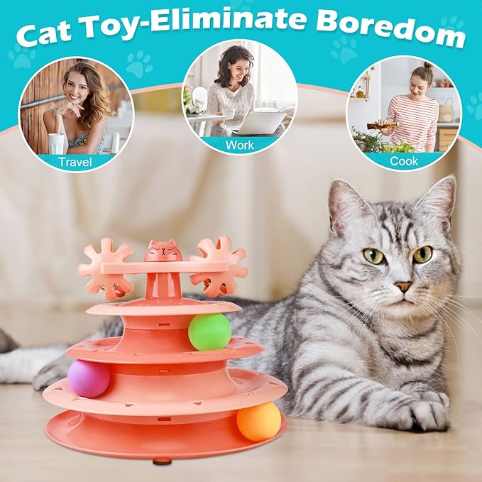 UPSKY Cat Toy Roller 4-Level Turntable Cat Toy Balls - Image 5