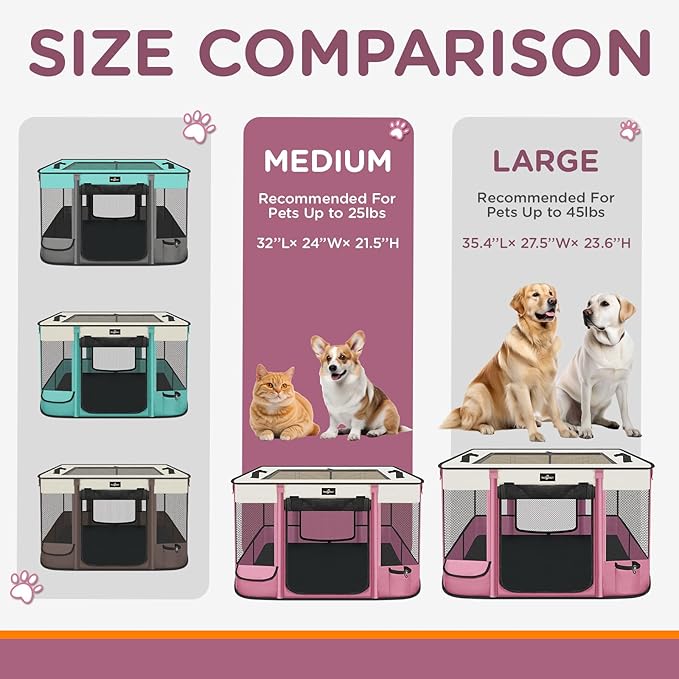 Paw Ballet Foldable Pet Kitten Playpen, Upgrade Waterproof Portable Cat Dog - Image 7