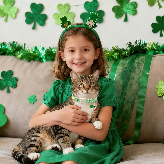 DOGWONG 2 Pack St Patricks Day Cat Collar Breakaway, Safety Adjustable Green - Image 5