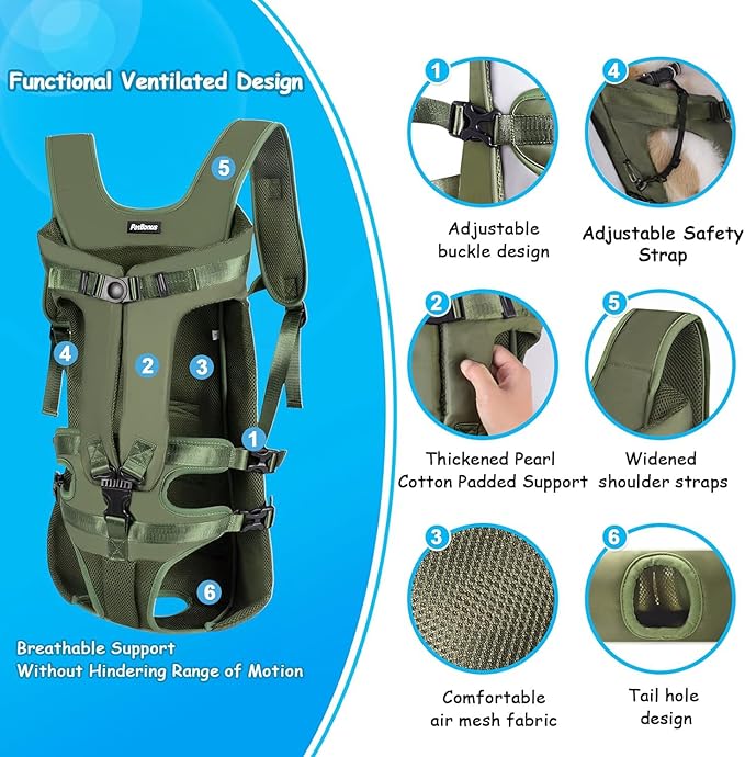 PetBonus Pet Front Dog Carrier Backpacks, Adjustable Pet Backpack, Legs Out - Image 2
