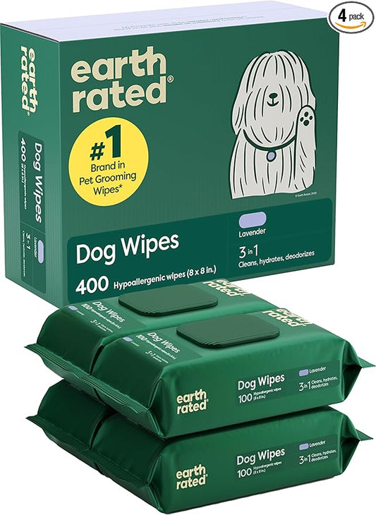 Earth Rated Dog Wipes, Hypoallergenic, Cleaning and Hydrating, by EarthRated