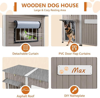 Ketive 55"L Dog House Outdoor Large Breed Extra XL Wooden Dog House - Image 6