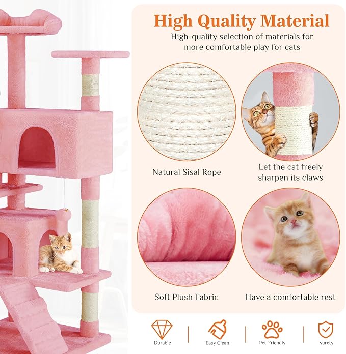 Sweetcrispy 54 Inch Cats Tree Tower, Indoor Cat Condo - Image 4