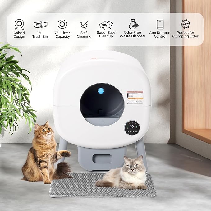 Fsitego Self Cleaning Cat Litter Box: 76L Extra Large Automatic Litter Box - Image 7