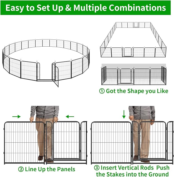 Kfvigoho Dog Playpen Outdoor Extra Wide 24 Panels Heavy Duty Dog Fence 32" - Image 7