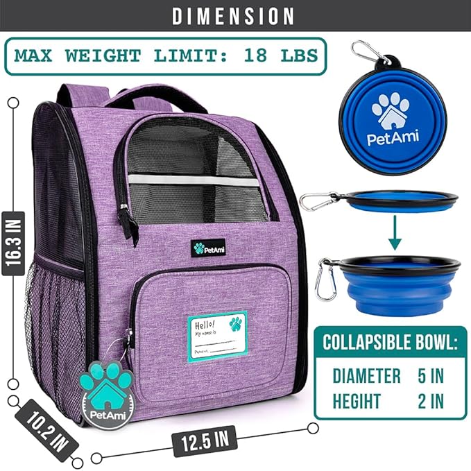 PetAmi Dog Backpack Carrier for Small Medium Dogs Large Cats up to 18 lbs - Image 2