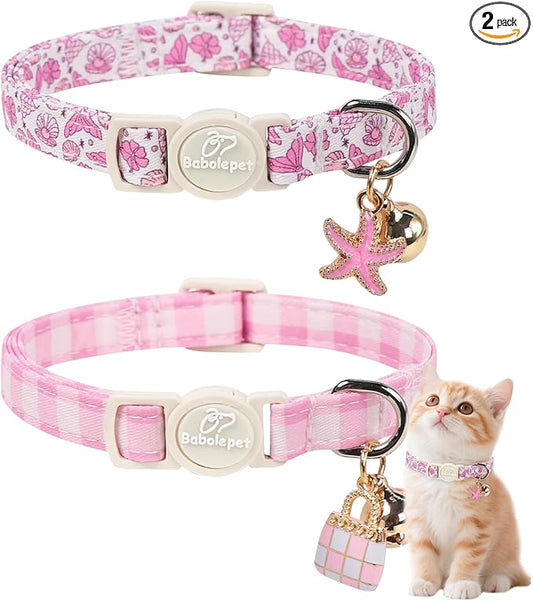 2 Pack Pink Cat Collars by Babolepet