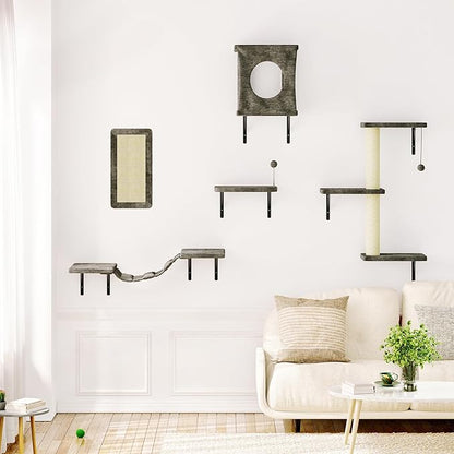 NUNU LAB Cat Wall Shelves, 10-in-1 Wall-Mounted Cat Furniture Set, Large Cat - Image 7