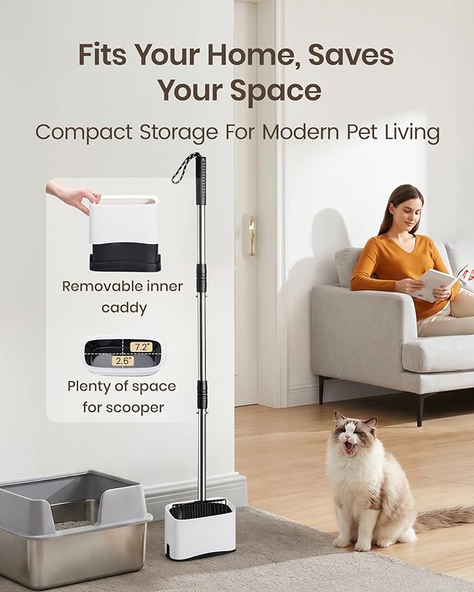 Cat Litter Scoop with Holder 43" Metal Litter Scooper with Stainless Steel Long - Image 6