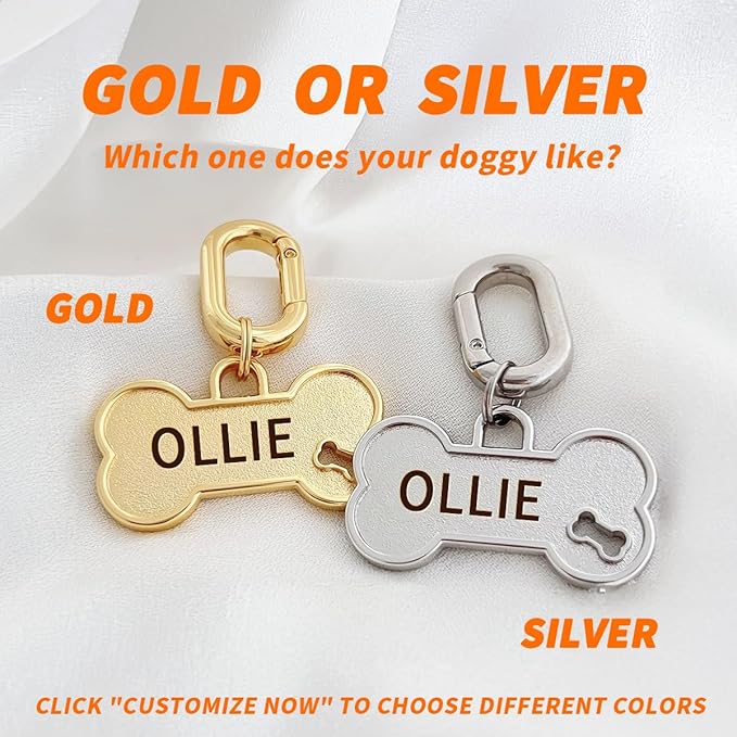 Dogs ID Tags Personalized Front and Back Engraving Brass Bone Shape Small.. - Image 5