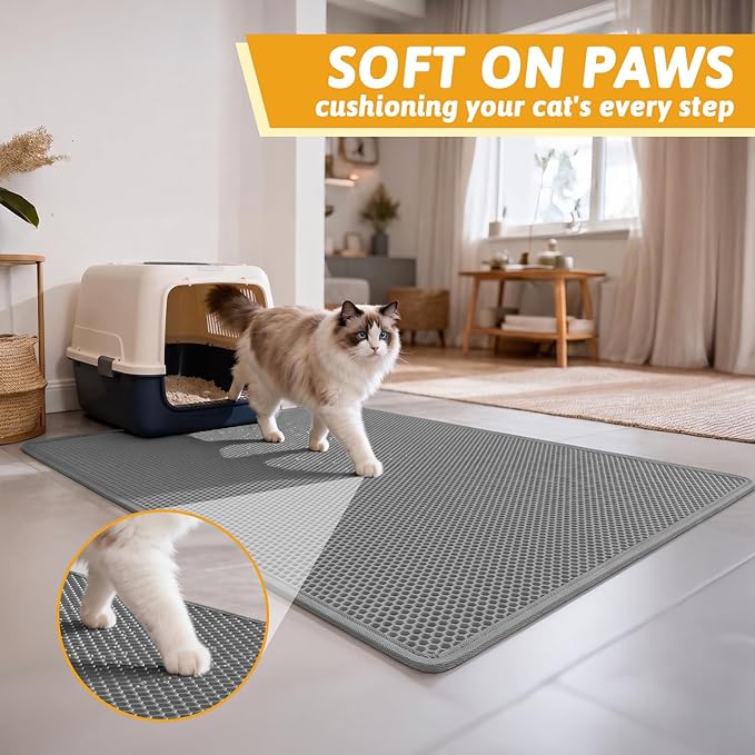 Pieviev Cat Litter Mat Double Layer Waterproof Urine Proof Trapping Mat 1 Pack) - Image 4