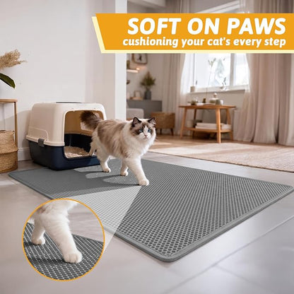 Pieviev Cat Litter Mat Double Layer Waterproof Urine Proof Trapping Mat 1 Pack) - Image 4