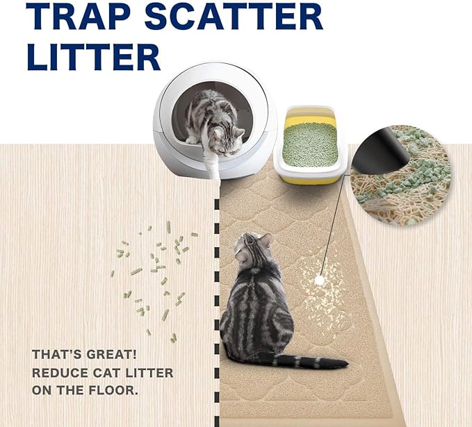 WePet Cat Litter Box Mat, Kitty Premium PVC Pad, Durable Trapping Rug, - Image 3