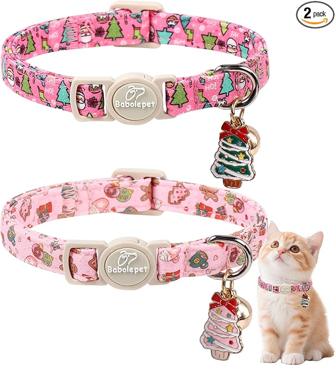 2 Pack Christmas Cat Collars by Babolepet