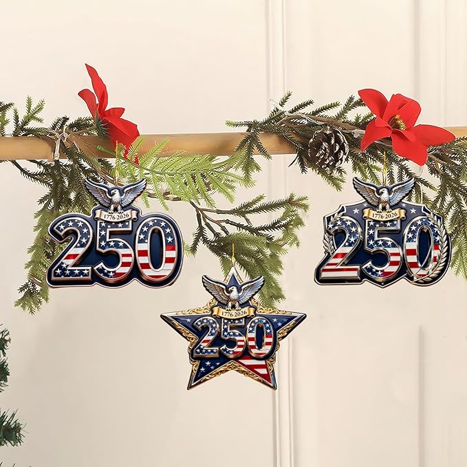 4 Pcs 250th Anniversary Hanging Ornamen 2D Flat Acrylic Eagle & Stars 4th of - Image 2