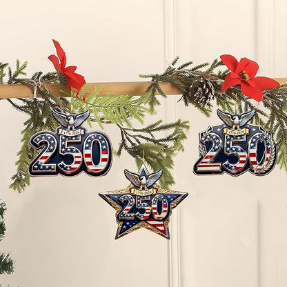 4 Pcs 250th Anniversary Hanging Ornamen 2D Flat Acrylic Eagle & Stars 4th of - Image 2