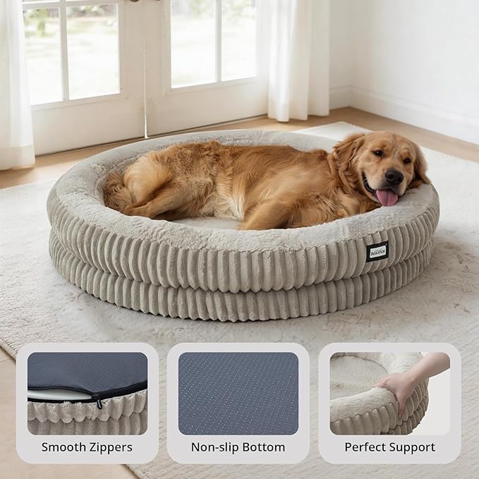 BALANCE Donut Dog Bed, 43 Inches Round Dog Bed Extra Large Size Dogs Washable - Image 4