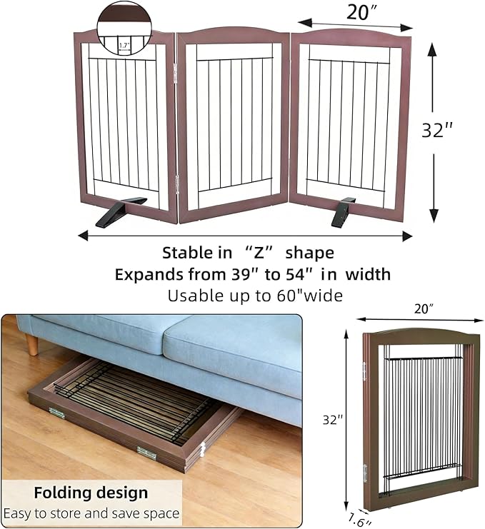 ZJSF Freestanding Dog Fence Indoor, Foldable Dog Gate - Image 7