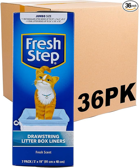 Fresh Step Jumbo Drawstring Cat Litter Box Liners Scented Heavy Duty Kitty by FreshStep