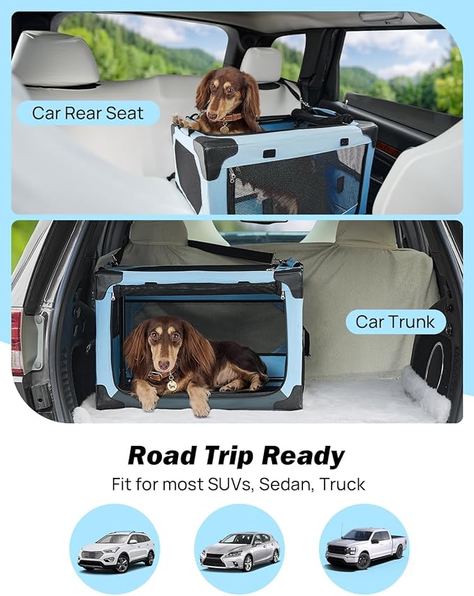 JOYTUTUS 20 Inch Collapsible Dog Crate, Steel Frame 8-Bar Foldable Soft Kennel - Image 5