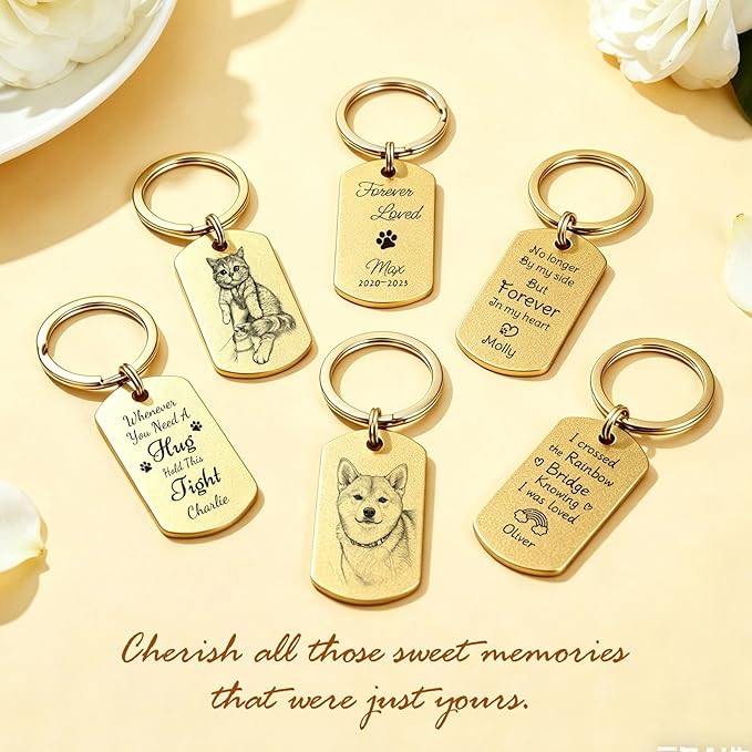 Custom Dog or Cat Portrait Keychain, Personalized Photo Engraved Keychains - Image 6