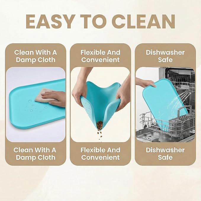 Waterproof Silicone Pet Feeding Mat Blue - Image 5