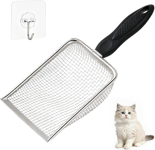 Metal Cat Litter Scoop with 3.8mm Mesh, Robust Stainless Steel Kitty Litter by Ortarco