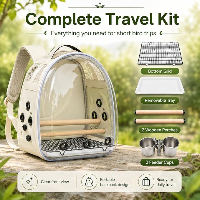 Bird Carrier Backpack for Small Medium Birds, Bird Travel Cage - Image 2