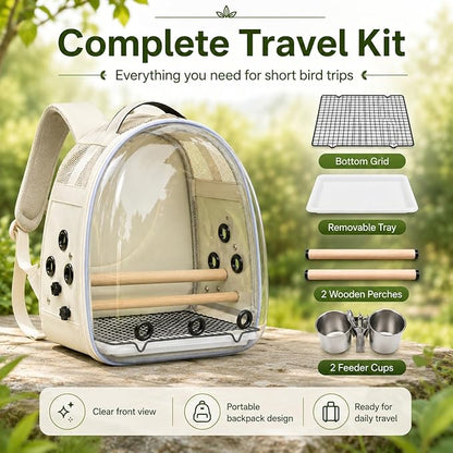 Bird Carrier Backpack for Small Medium Birds, Bird Travel Cage - Image 2