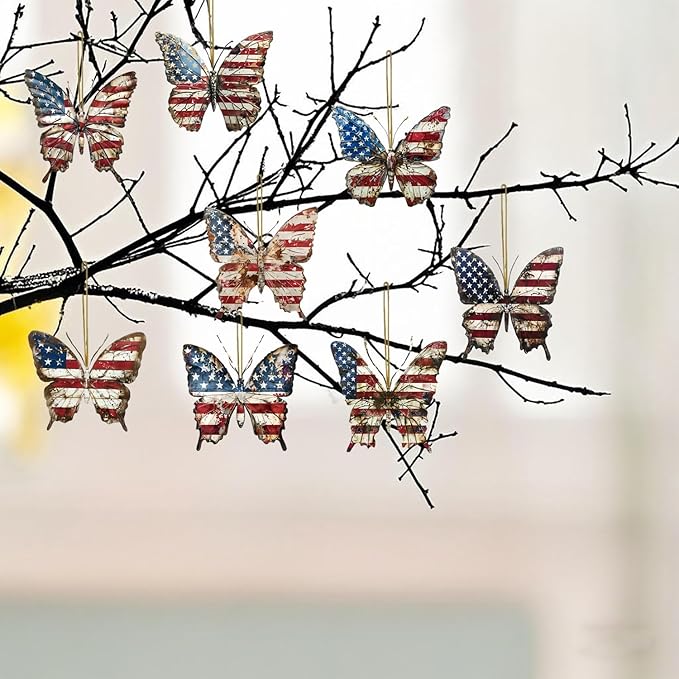 8 Pcs 4th of July Tree Hanging Ornaments Butterfly Independence Day Decorations - Image 5