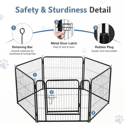 DUMOS Dog Playpen Indoor, Metal 24 Inch 6 Panels Foldable Pet Fence - Image 6