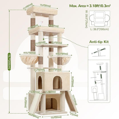Globlazer Heavy Duty Cat Tree 78 inch Sturdy Cat Tower - Image 6