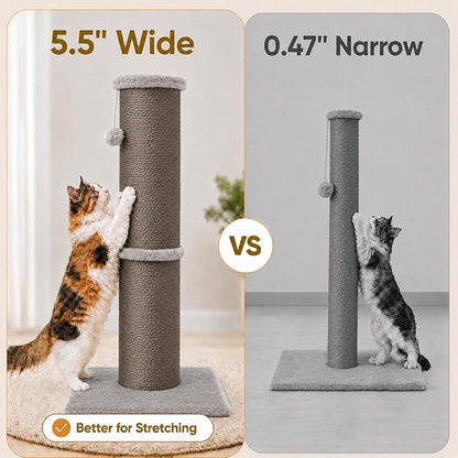 PAWSCRAT Cat Scratching Post 32 Inch High, 5.5 Inch Large Diameter Natural - Image 4