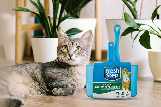 Fresh Step 4-in-1 Deluxe Litter Cleanup Kit Scoop Broom Dust Pan Hanging Caddy - Image 6
