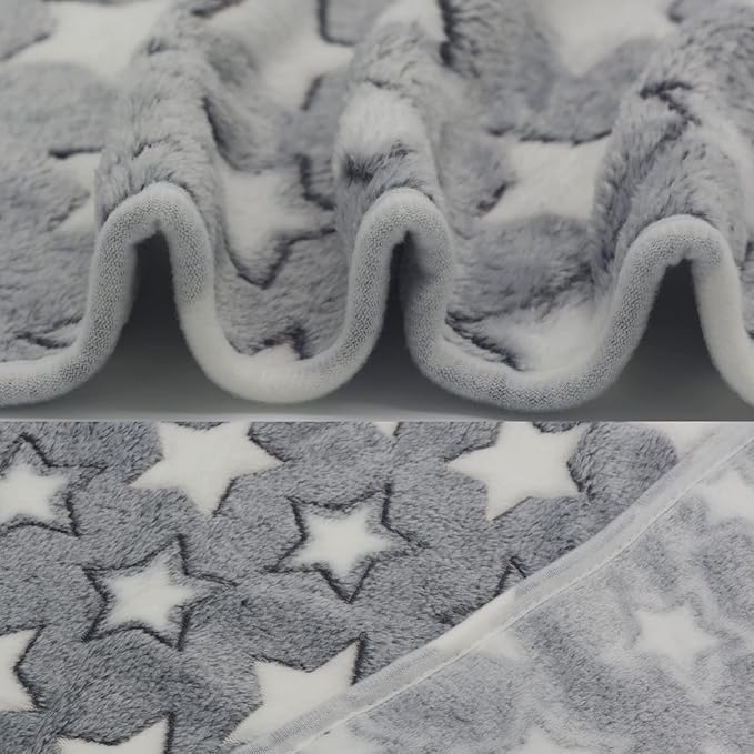 1 Pack 3 Puppy Blankets Cat Dog Blankets Super Soft Warm Sleep Mat Grey Star - Image 5