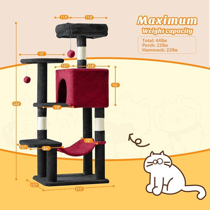 DUMOS Small 44 Inch Cat Tree Tower, Cat Climbing Tower - Image 2