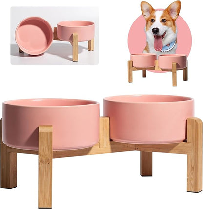 Elevated Ceramic Dog Bowl Set by PTOBER