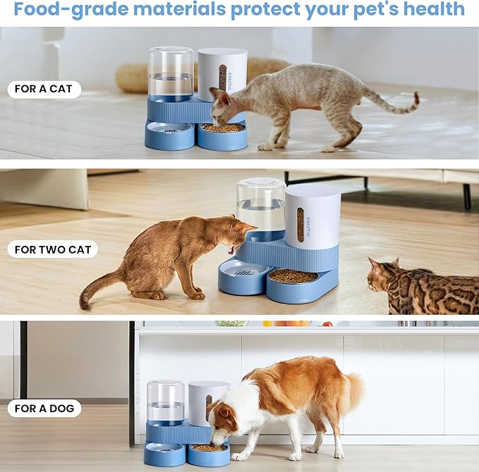 2 Pack Automatic Cat Feeder Stainless Steel Water Dispenser Gravity Food Feeder - Image 6