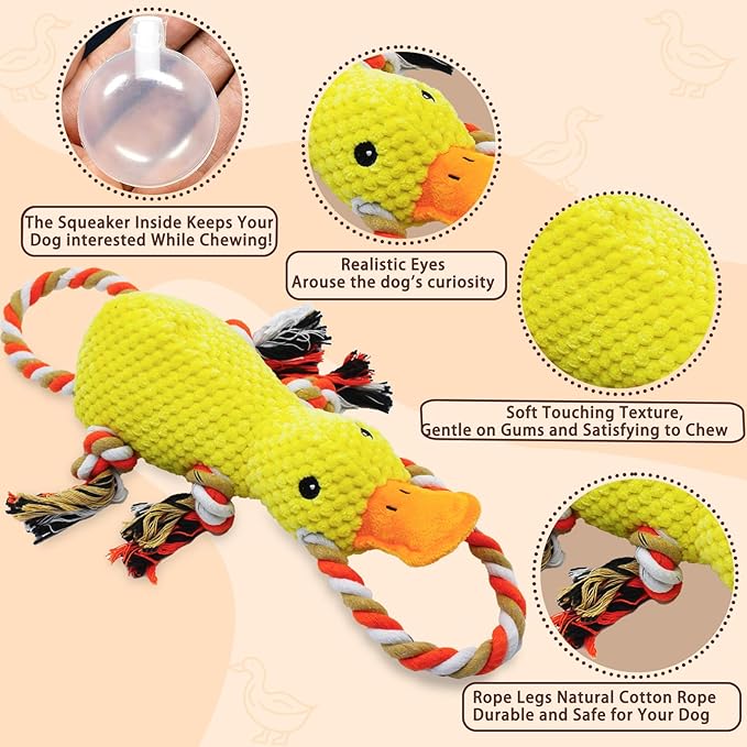 YZHDUXIU Tug of War Dog Toy, Squeaky Dog Toys Interactive Duck Puppy Toys to - Image 3