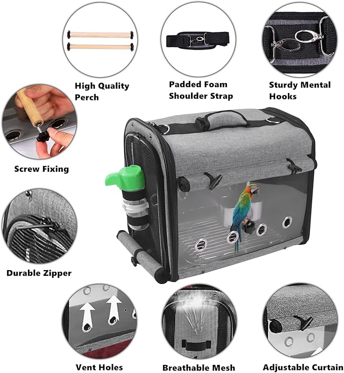 Bird Carrier Bag with Stand, Lightweight Backpack - Image 3