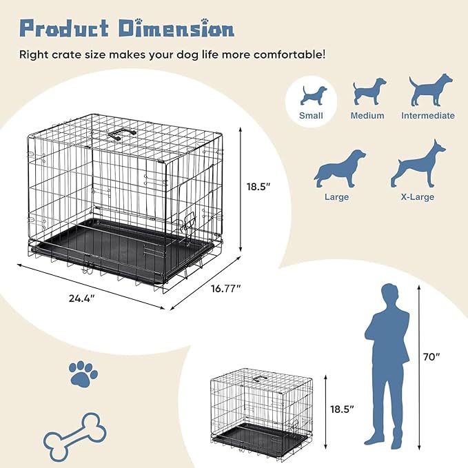 DUMOS Dog Crate, 24 Inch Small Single Door Dog Cage - Image 5