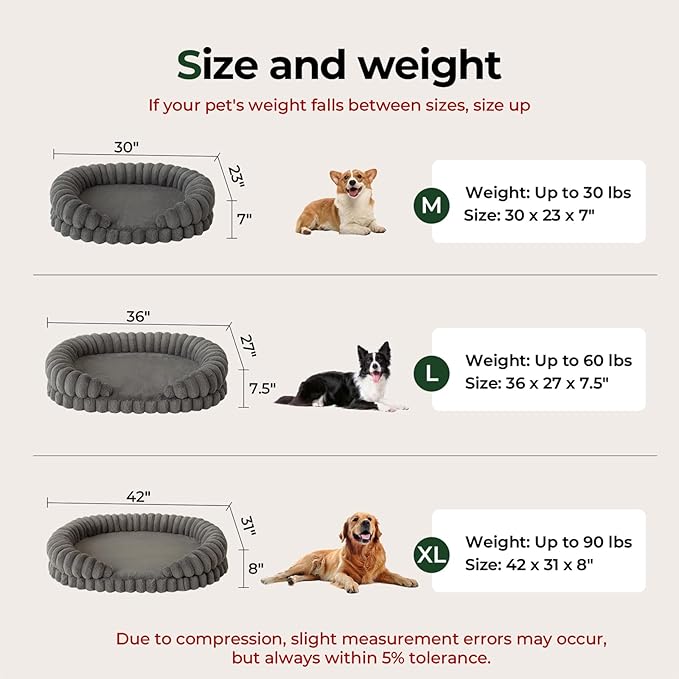 BALANCE Calming Dog Bed for Large Sized Dogs, 36 Inches Oval Washable Pet Bed - Image 7