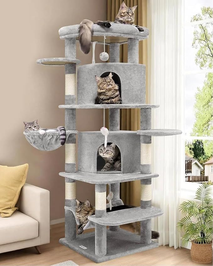 Globlazer Corner Cat Tree for Large Cats, 66inch Tall Curved Series Large Cat by Globlazer