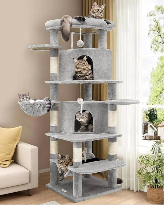 Globlazer Corner Cat Tree for Large Cats, 66inch Tall Curved Series Large Cat by Globlazer