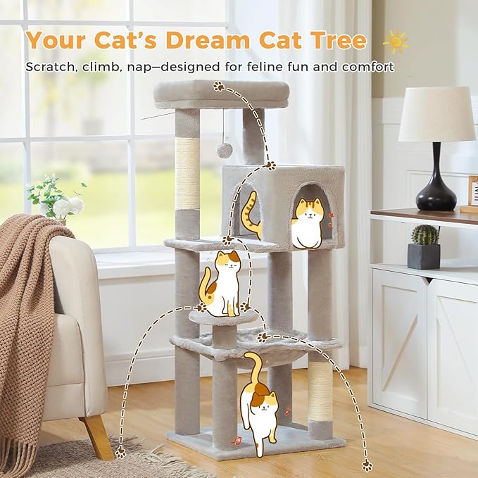 MUTTROS Cat Tree for Indoor Cats, 44.5" Multi-Level Cat Tower - Image 2