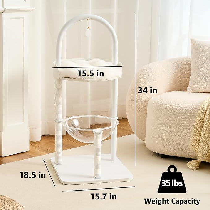 Modern Cat Tree Tower for Indoor Cats up to 12lbs, Wood Cat Bed - Image 3